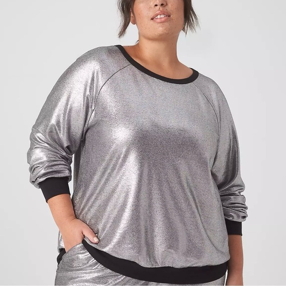 Lane Bryant LIVI Shine Crew Neck Sweatshirt & Mid Rise Jogger, NWT, 18/20 Silver - Picture 12 of 12
